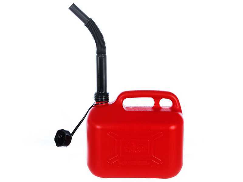 Tanica in plastica rossa 5 lt per benzina gasolio con doppio tappo e  beccuccio interno