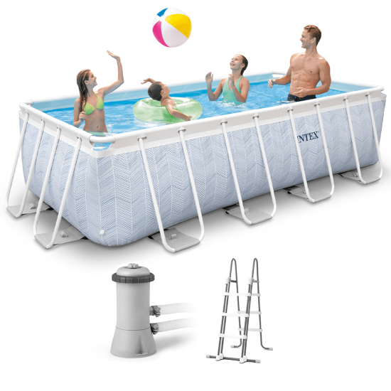 Intex Prisma Frame Chevron 26780NP - Piscina fuori terra + Pompa filtro 45 W e Scaletta